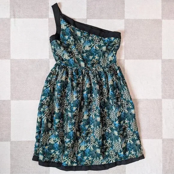 NWT Anna Sui one shoulder 100% silk underwater forest dress - Picture 3 of 9